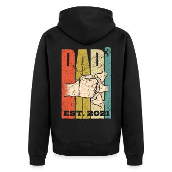 Dad to the power of 3 father of three, dad with three children - Unisex Premium Organic Zip Hoodie - black - Back - Nico (187cm)