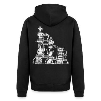 chess - Unisex Premium Organic Zip Hoodie - black - Back - Nico (187cm)