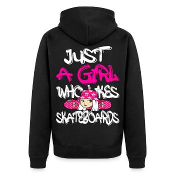 Skateboard Skater Skateboarding Gift - Unisex Premium Organic Zip Hoodie - black - Back - Nico (187cm)