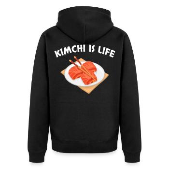 Life Funny Korean Food Kimchi product - Unisex Premium Organic Zip Hoodie - black - Back - Nico (187cm)