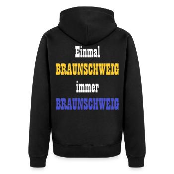 Braunschweig Design - Unisex Premium Bio Zip Hoodie - Schwarz - Hinten - Nico (187cm)