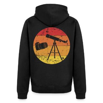 Retro Sonnenuntergang Fotograf Astrofotografie Druck - Unisex Premium Bio Zip Hoodie - Schwarz - Hinten - Nico (187cm)