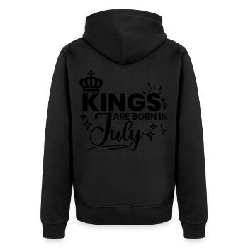 Kings Are Born In July Birthday Quote - Unisex Premium Organic Zip Hoodie - black - Back - Nico (187cm)