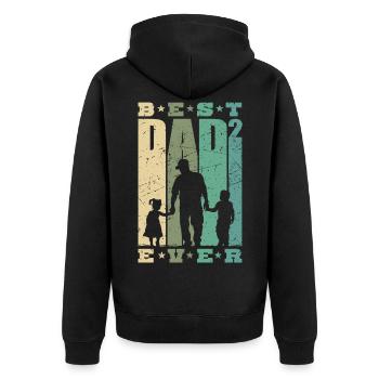 Best Dad Ever Père 2 enfants double papa - Veste à capuche bio Premium Unisexe - noir - Dos - Nico (187cm)