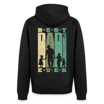 Best Dad Ever Père 3 enfants triple papa - Veste à capuche bio Premium Unisexe - noir - Dos - Nico (187cm)
