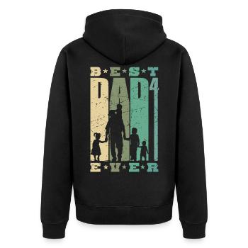 Dad High 4 Father 4 Kids Quadruple Dad Gift - Unisex Premium Organic Zip Hoodie - black - Back - Nico (187cm)