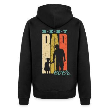Best Dad Ever Retro Dad Birth Daughter Gift - Unisex Premium Organic Zip Hoodie - black - Back - Nico (187cm)