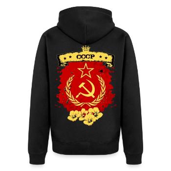 Soviet union - Unisex Premium Organic Zip Hoodie - black - Back - Nico (187cm)