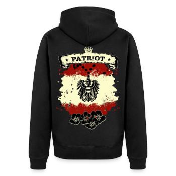 Austria - Unisex Premium Organic Zip Hoodie - black - Back - Nico (187cm)