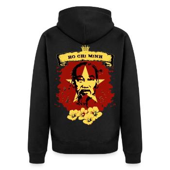 Vietnam - Unisex Premium Bio Zip Hoodie - Schwarz - Hinten - Nico (187cm)
