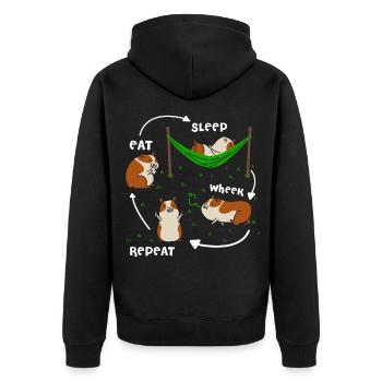 Guinea pig sweet piglet circulation gift - Unisex Premium Organic Zip Hoodie - black - Back - Nico (187cm)