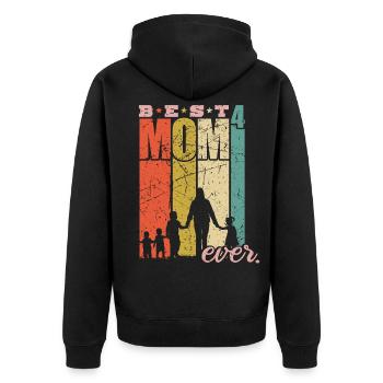 Best Mom Ever vierfache Mama Mutter mit 4 Kindern - Unisex Premium Bio Zip Hoodie - Schwarz - Hinten - Nico (187cm)