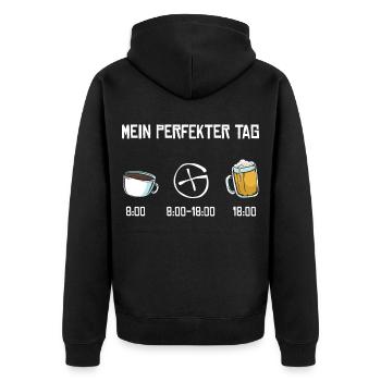 Geocaching Bier Geschenke Geocacher Bierliebhaber - Unisex Premium Bio Zip Hoodie - Schwarz - Hinten - Nico (187cm)