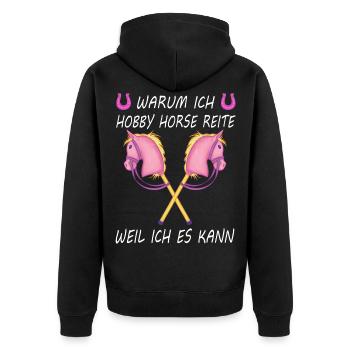 Steckenpferd Hobby horsing reiten Hobby horse - Unisex Premium Bio Zip Hoodie - Schwarz - Hinten - Nico (187cm)