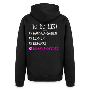 Hobby horse Steckenpferd Hobby horsing reiten - Unisex Premium Bio Zip Hoodie - Schwarz - Hinten - Nico (187cm)