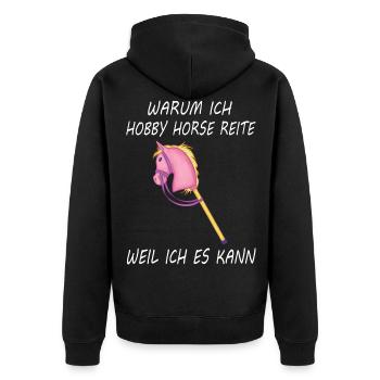 Hobby horsing reiten Hobby horse Steckenpferd - Unisex Premium Bio Zip Hoodie - Schwarz - Hinten - Nico (187cm)