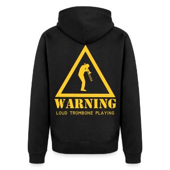 Posaunenspieler Warnung Lauter Posaunenspieler Mus - Unisex Premium Bio Zip Hoodie - Schwarz - Hinten - Nico (187cm)