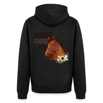 Funny Horse Bankruptcy Starter Kit Quote - Unisex Premium Organic Zip Hoodie - black - Back - Nico (187cm)
