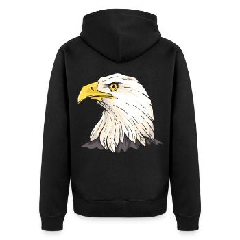 Adler Falkner Beizjagd Weißkopfseeadler Falknerei - Unisex Premium Bio Zip Hoodie - Schwarz - Hinten - Nico (187cm)