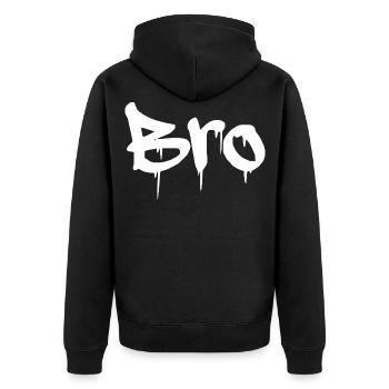 Bro - Unisex Premium Organic Zip Hoodie - black - Back - Nico (187cm)