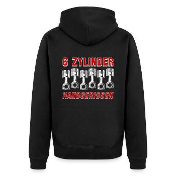 6 Zylinder handgerissen Autotuning Motor Shirt - Unisex Premium Bio Zip Hoodie - Schwarz - Hinten - Nico (187cm)