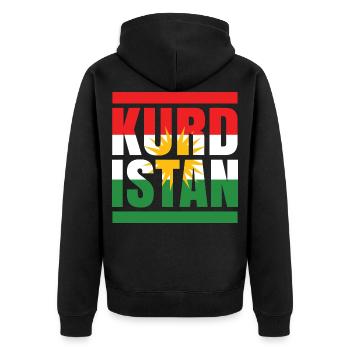 Kurdistan - Unisex Premium Bio Zip Hoodie - Schwarz - Hinten - Nico (187cm)