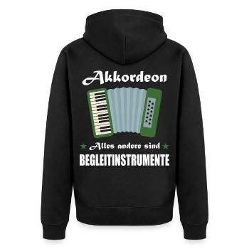 Akkordeon Geschenk Steirische Ziehharmonika - Unisex Premium Bio Zip Hoodie - Schwarz - Hinten - Nico (187cm)
