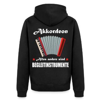 Akkordeon Geschenk Steirische Ziehharmonika - Unisex Premium Bio Zip Hoodie - Schwarz - Hinten - Nico (187cm)