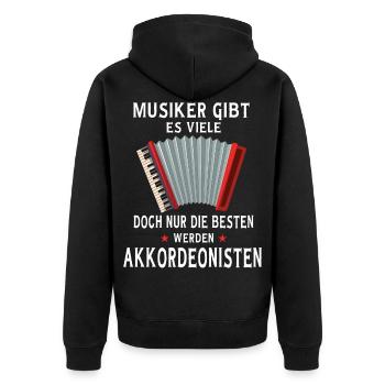 Akkordeon Steirische Ziehharmonika Geschenk - Unisex Premium Bio Zip Hoodie - Schwarz - Hinten - Nico (187cm)