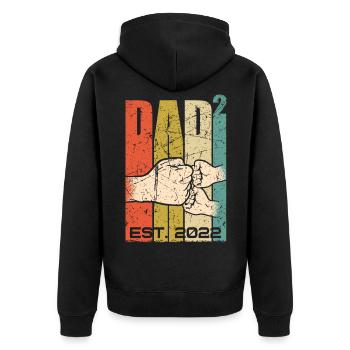Vater 2022 werdender Papa Zwillinge zwei Kinder - Unisex Premium Bio Zip Hoodie - Schwarz - Hinten - Nico (187cm)