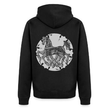 Odins Pferd Sleipnir ein cooles Wikinger Design - Unisex Premium Bio Zip Hoodie - Schwarz - Hinten - Nico (187cm)