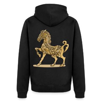 Keltischer Knoten Pferd Runen Verzierung Geschenk - Unisex Premium Bio Zip Hoodie - Schwarz - Hinten - Nico (187cm)