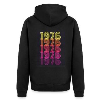 1976 Rétro cadeau d’anniversaire vintage - Veste à capuche bio Premium Unisexe - noir - Dos - Nico (187cm)