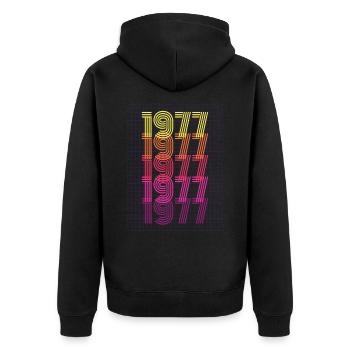 1977 Retro Vintage Birthday Gift - Unisex Premium Organic Zip Hoodie - black - Back - Nico (187cm)