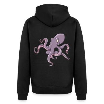 Oktopus Meer und See Fischer Angler Design - Unisex Premium Bio Zip Hoodie - Schwarz - Hinten - Nico (187cm)