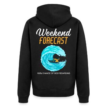 Weekend Forecast Bodyboard Bodyboarding graphic - Unisex Premium Organic Zip Hoodie - black - Back - Nico (187cm)