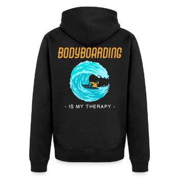 My Therapy Bodyboarding Funny Bodyboard product - Unisex Premium Organic Zip Hoodie - black - Back - Nico (187cm)