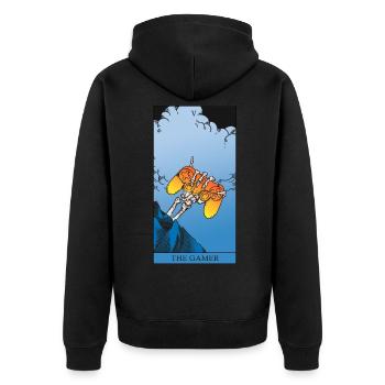 Gamer Tarotkarte cooles Gaming Gothic Design - Unisex Premium Bio Zip Hoodie - Schwarz - Hinten - Nico (187cm)