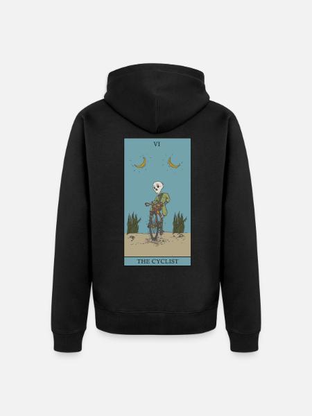 Simbolo di protezione della carta dei tarocchi del ciclista bicicletta - Felpa con cappuccio ecologica premium unisex - nero