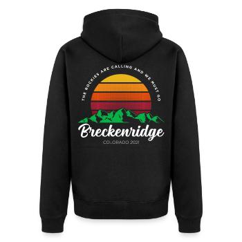 Rockies nennen Colorado Familienurlaub 2021 - Unisex Premium Bio Zip Hoodie - Schwarz - Hinten - Nico (187cm)
