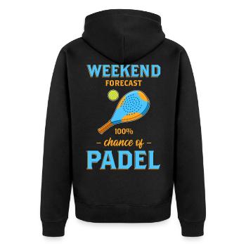 Prévisions week-end Paddle Tennis Padel impression - Veste à capuche bio Premium Unisexe - noir - Dos - Nico (187cm)