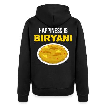 Funny Happiness Is Biryani Indian Food Lovers - Unisex Premium Organic Zip Hoodie - black - Back - Nico (187cm)