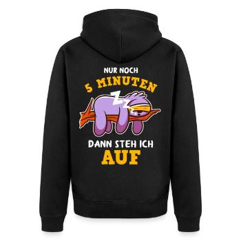 Faultier tshirt Schlafshirt damen Schlafen chillen - Unisex Premium Bio Zip Hoodie - Schwarz - Hinten - Nico (187cm)
