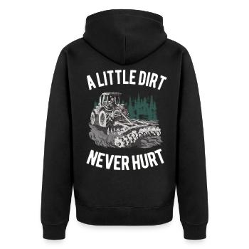 Bit of dirt has never hurt farmer tractor - Unisex Premium Organic Zip Hoodie - black - Back - Nico (187cm)
