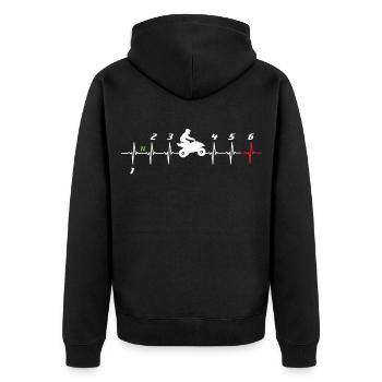Quad Fahrer Herzschlag Offroad ATV Schaltung - Unisex Premium Bio Zip Hoodie - Schwarz - Hinten - Nico (187cm)