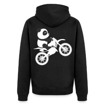 Panda Riding Motocross - Unisex Premium Bio Zip Hoodie - Schwarz - Hinten - Nico (187cm)