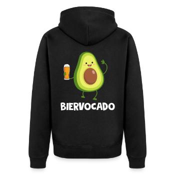 Biervocado Avocado Bier Party Alkohol Biertrinker - Unisex Premium Bio Zip Hoodie - Schwarz - Hinten - Nico (187cm)