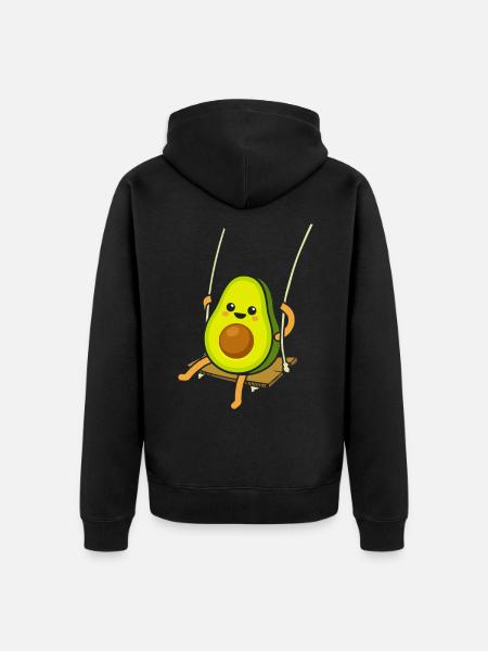 Avocado on a swing - Unisex Premium Organic Zip Hoodie - black
