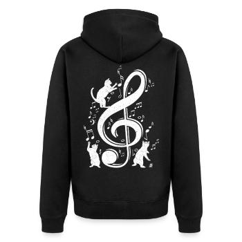 Clef Cat Violin Clef Kitten - Unisex Premium Organic Zip Hoodie - black - Back - Nico (187cm)
