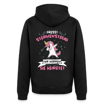 Fresst Sternenstaub Sie Heiratet Dabbing Einhorn - Unisex Premium Bio Zip Hoodie - Schwarz - Hinten - Nico (187cm)